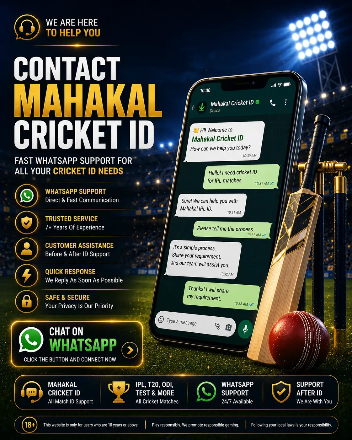 Contact Mahakal Cricket ID WhatsApp Support